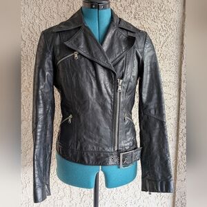 Express Women's Black GENUINE LEATHER Moto Jacket - Small